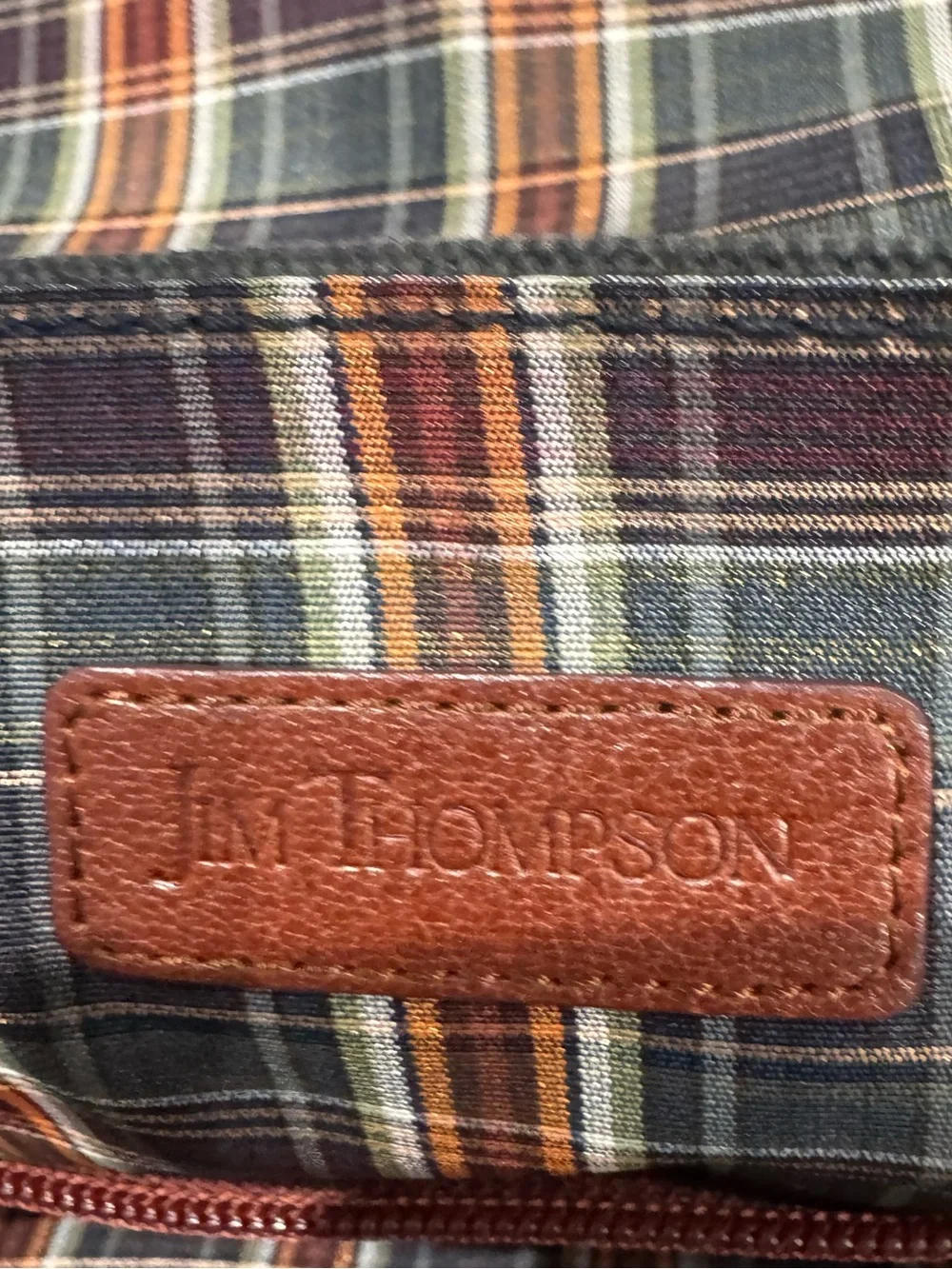 Jim Thompson Thai Cotton & Leather Messenger Laptop Bag Brown Black EUC